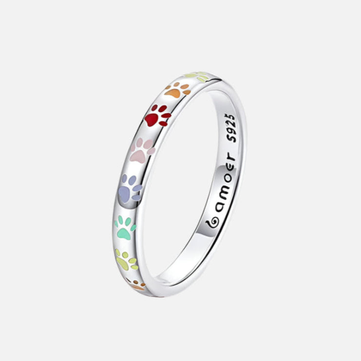 Sterling ezüst gyűrű mancsnyom mintával