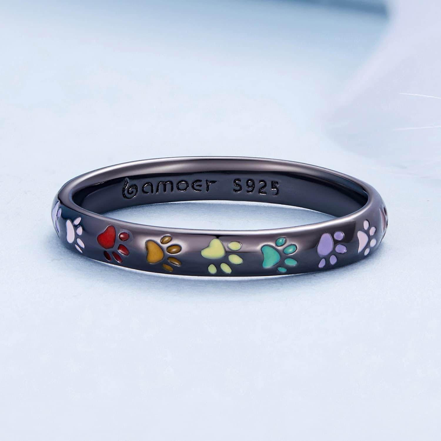 Sterling ezüst gyűrű mancsnyom mintával