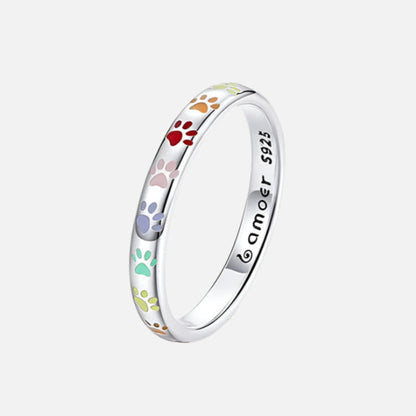 Sterling ezüst gyűrű mancsnyom mintával