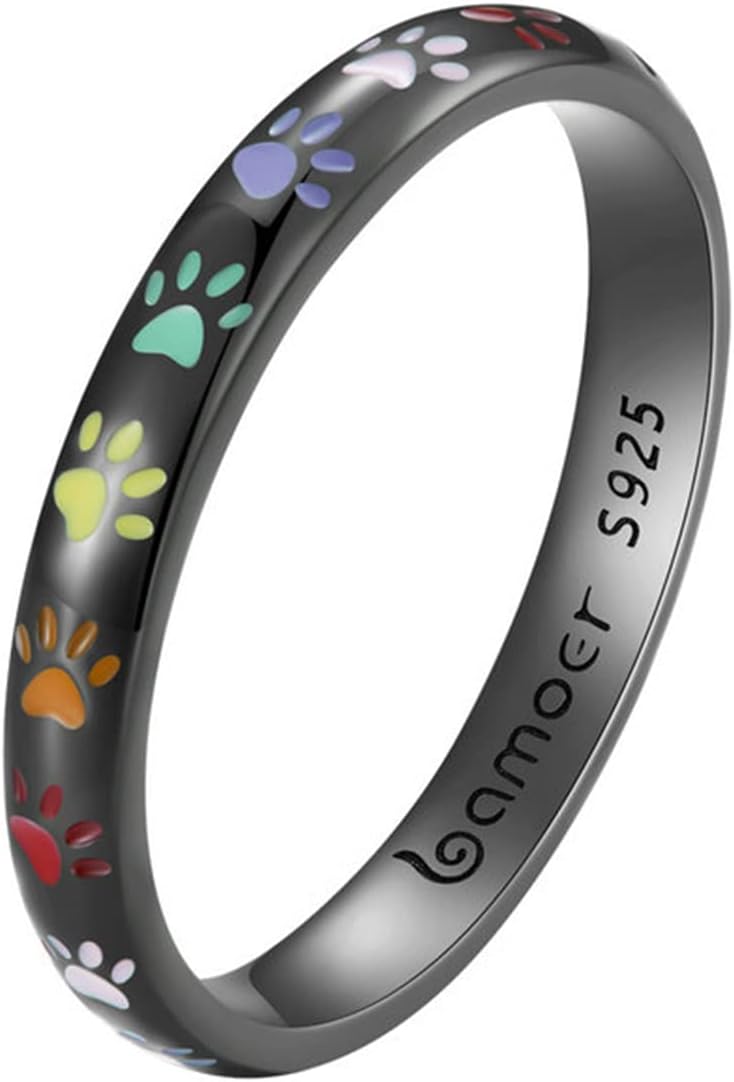 Sterling ezüst gyűrű mancsnyom mintával