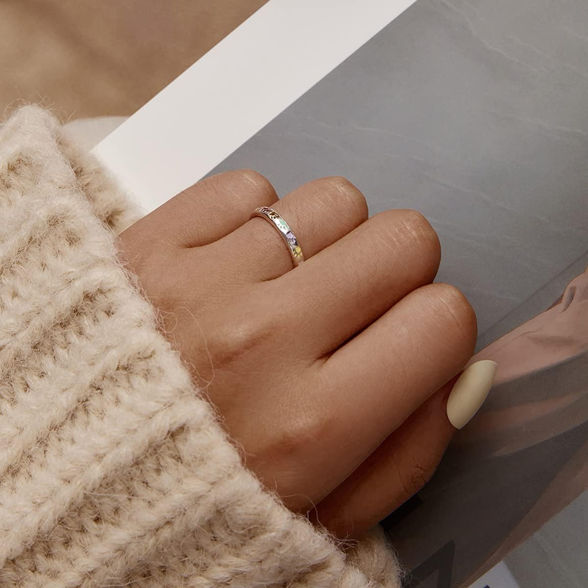 Sterling ezüst gyűrű mancsnyom mintával