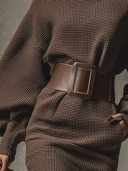 Clea | Rövid kötött ruha strukturált övvel 