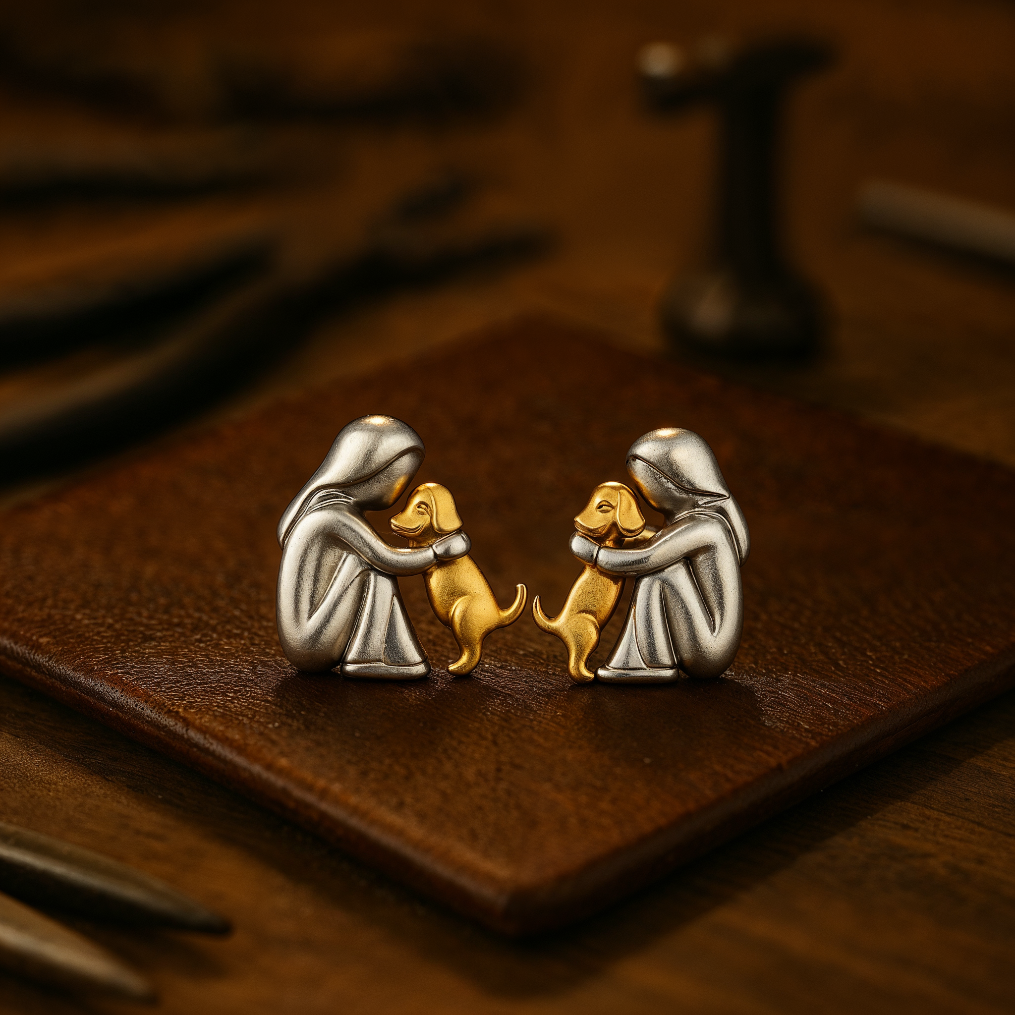 Ölelés Bicolor ezüst és arany fülbevalók