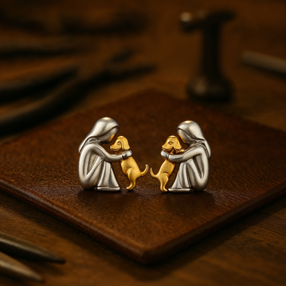 Ölelés Bicolor ezüst és arany fülbevalók